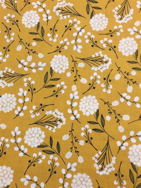 Mustard Woodland Fabric Yellow Wild Flower Fabric Fabric By Etsy