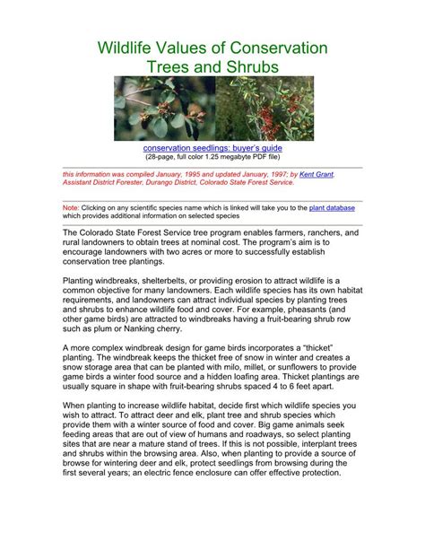 Wildlife Values Of Conservation Trees And Shrubs Docslib
