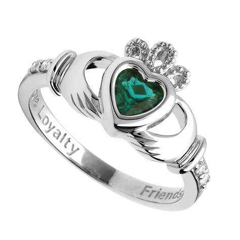 Irish Ring K White Gold Diamond Love Loyalty Friendship Birthstone