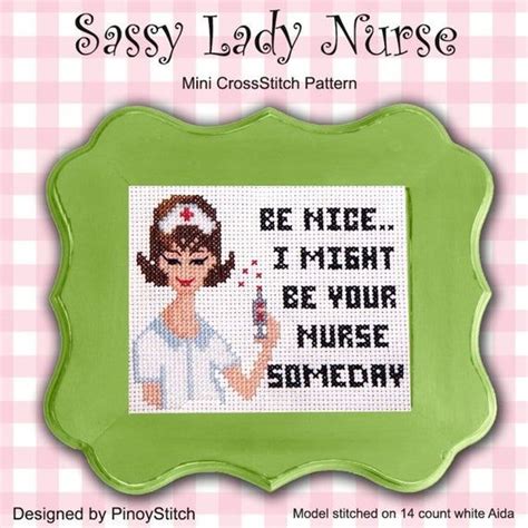 Sassy Lady Nurse Retro Cross Stitch Pdf Chart Cross Stitch