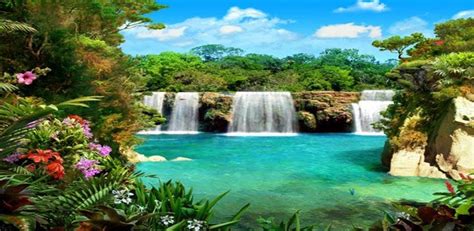 3d Waterfall Background Colorful Waterfall In Sea 24612