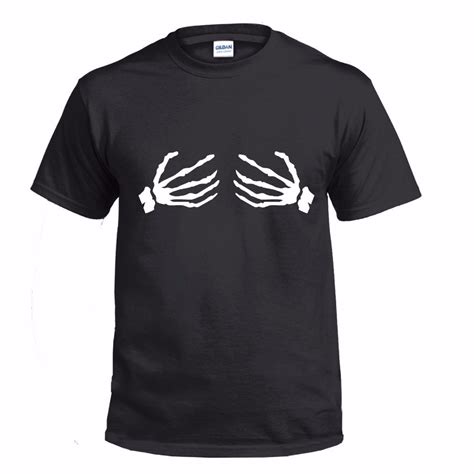 Skeleton Hands T Shirt 4 Colours Boobies Boobs Bone Breasts Funny Dope