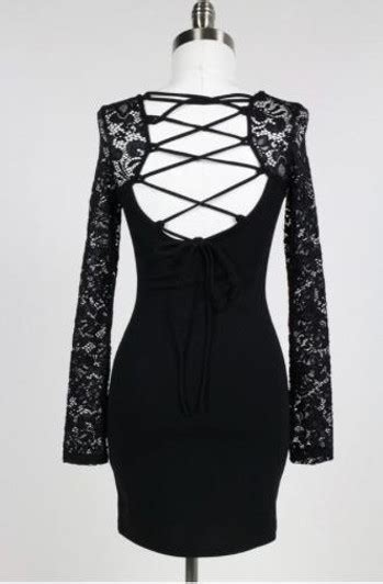 cute black lace dress backless dress fit and flare mini dress