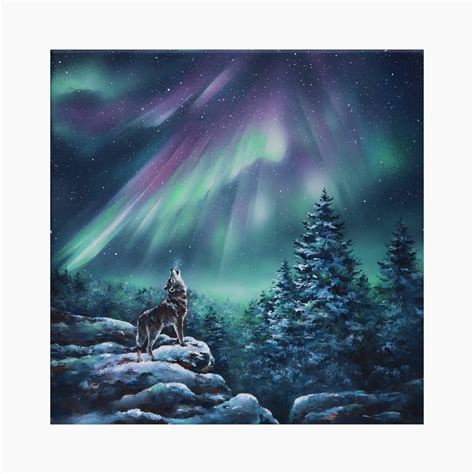 Aurora Borealis Wolf Art Northern Lights Unique Art Sky