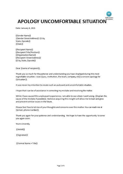 Professional Business Apology Letter Templates At