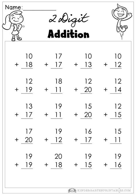 Adding Two Digit Numbers First Grade Worksheets