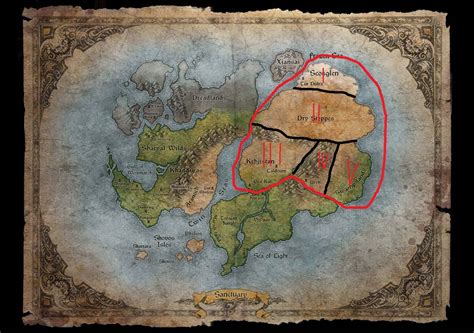 The Five Playable Regions Of Diablo 4 Over The Map Of Sanctuary Diablo