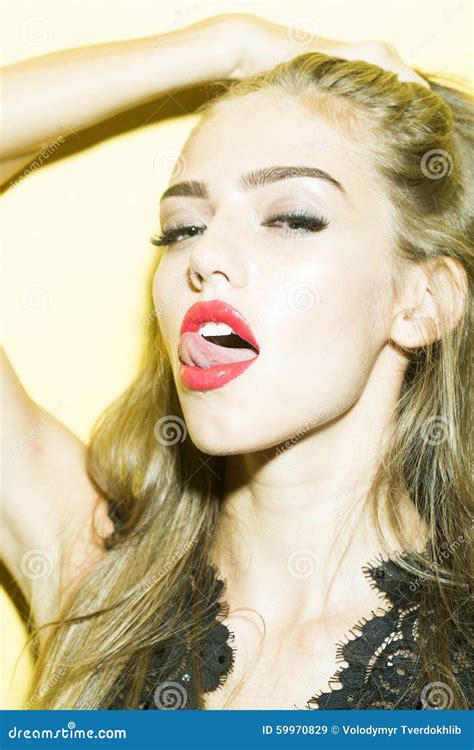 Woman Licking Lips Stock Image Image Of Design Closeup