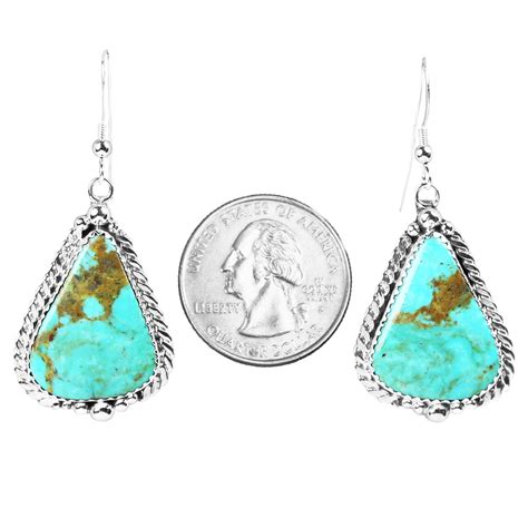 Kingman Turquoise Silver Dangle Earrings Etsy