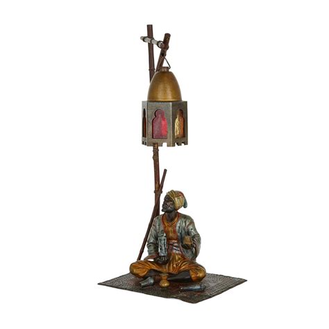 Antique Austrian Cold Painted Bronze Orientalist Lamp Mayfair Gallery