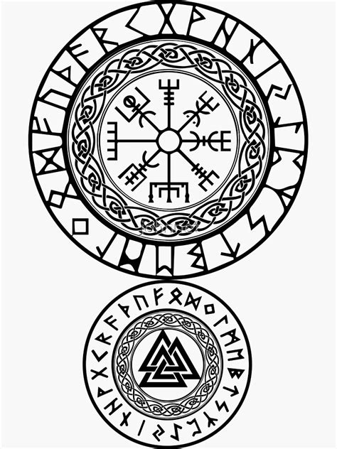 Vegvisir And Valknut Viking Symbols Of Protection Sticker By Johnnet