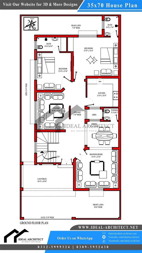 10 Marla House Design 35x70 House Plan Ideal Architect