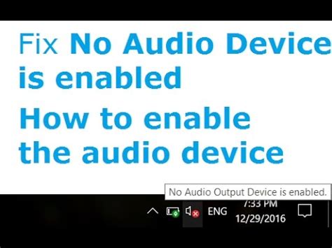 Select find and fix problems with playing sound from the list of results.and then follow the steps. Fix No Audio Output Device is enabled - The audio device you selected is currently turned off ...