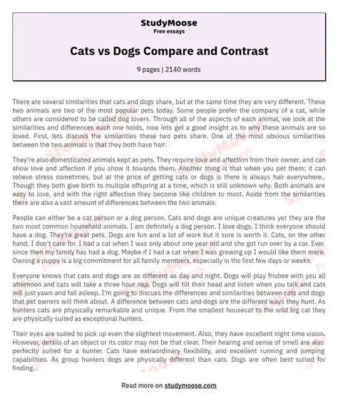 Why Dogs Are Better Pets Than Cats Essay