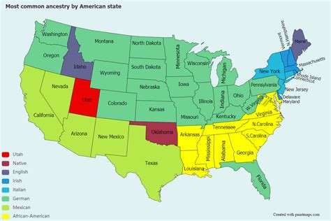 Most Common Ancestry By American State United States Of America