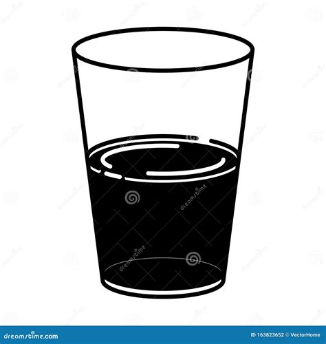 Half Full And Half Empty Glass Icon Vector Line Illustration Stock