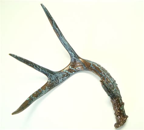 Deer Antler Taxidermy Bronze Natural Turquoise Patina Painted Etsy