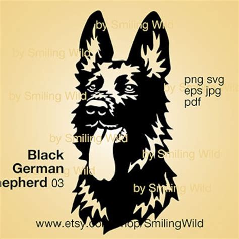 Black German Shepherd Dog Svg Art Clipart Cut File Cuttable Etsy