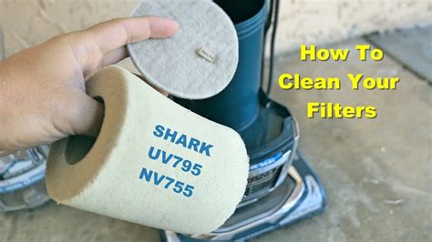 Slide the narrow end of one of the extension tubes inside the deluxe, automatic floor to carpet attachment. How to Clean Your Filters - Shark Vacuum UV795 / NV755 ...