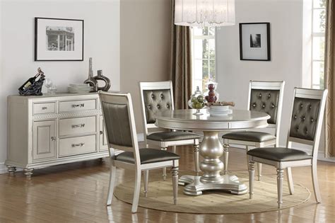 F2429 Silver Finish Round Dining Table By Poundex