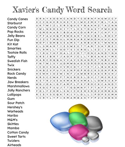 Xaviers Candy Word Search Wordmint