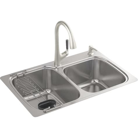 Whether for meal prep or cleanup, accent your home with a kohler kitchen sink. Kohler All-in-One Double Bowl Kitchen Sink Kit | Anawalt ...