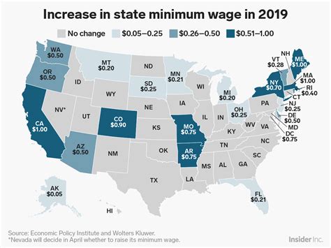 Minimum Wage Map Of Us Map