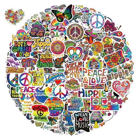 Buy 200pcs Stoner Psychedelic Stickers Peace Love Stickers Trippy