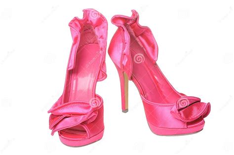 Pink Ruffled Satin Heels Stock Photo Image Of Heel Satin 13428542