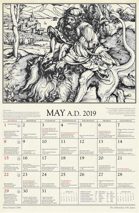 Anno Domini The 2019 St James Calendar