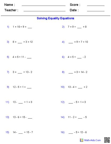 Equality Property Of Addition Worksheets Worksheeto Com