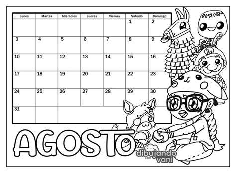 Agosto 2021 Para Imprimir Y Colorear Calendario Dibujando Con Vani