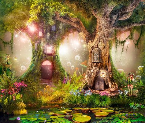 Magic Fairytale Forest Kids Room Wallpaper Fairy House Peel Etsy Uk