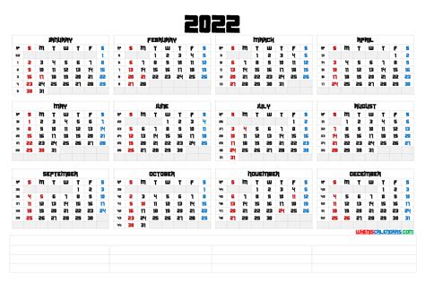 Downloadable 2022 Monthly Calendar 6 Templates