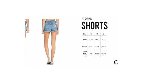 size chart for men's shorts