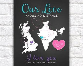 Long Distance Relationship Gift Quote Personalized Art | Etsy