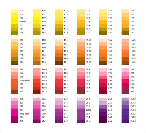Sample Pantone Color Charts Sample Templates 11220 Hot Sex Picture