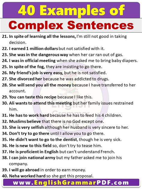 40 Examples Of Complex Sentences In English Pdf Complex Sentence