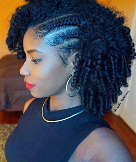 Natural Hair Protective Styling With Side Braids And Natural Curls