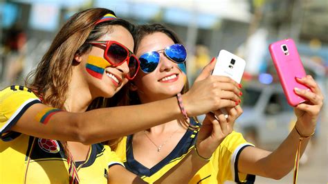 FIFA World Cup Women Selfies Sunglasses Smiling Colombia Brunette