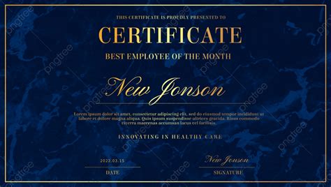 Blue Certificate For Best Employee Of The Month Template Download On