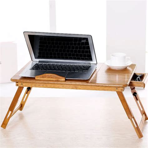 Adjustable Foldable Portable Bamboo Computer Stand Laptop Desk Notebook