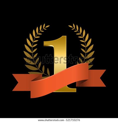 Number One Ribbon Laurel Wreath On Stock Vector Royalty Free