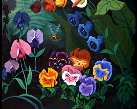 The singing flowers from Walt Disney's 1951 animated movie, Alice in