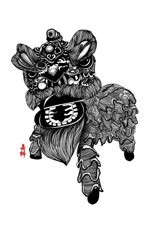 Lion Dance In Ink Art Print By Elvire W Lion Dance Ink Art Chinese