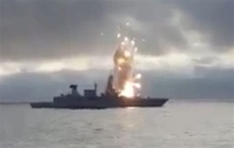 Video Missile Explodes Over German Frigate During Training Exercise