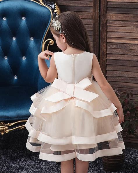 Girls Sleeveless Layered Bow Tie Pageant Flower Girl Dress In 2020