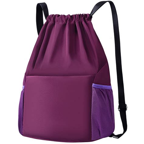 Vbiger Nylon Waterproof Drawstring Bag Sackpack Sport Gym Backpack