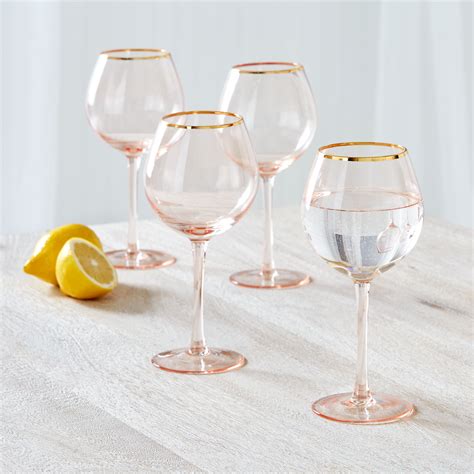 Gracie Gold Rim Wine Glasses Set Of 4 Brylane Home