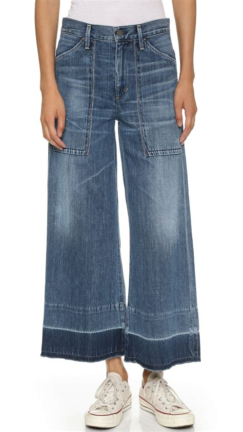 Citizens Of Humanity Denim Melanie Cropped Wide Leg Jeans In Blue Lyst